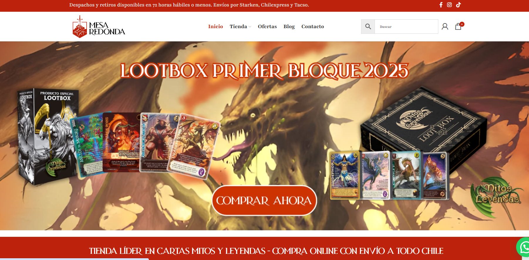 Tienda online de Mesa Redonda TCG en operación